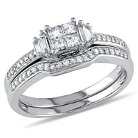 Miabella ženski CT. Dijamantski vjenčani i zaručnički prstenovi s više rezova postavljeni u 10kt bijelog zlata