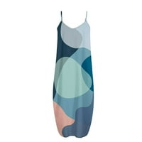 Haljine za žene bez rukava za ispis geometrije uzorka V-izrez Midi fit i flare Y2K moda Elegantni vintage