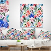 Designart šareno cvijeće i ptice akvarel-jastuk za bacanje cvijeća - 18x18