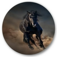 Designart 'Close Up of Thoroughbred Nonius Stallion Horse I' Farmhouse Circle Metal Wall Art-disk of 29