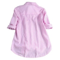 Kapreze ženske bluze dugih rukava na vrhu majica rever vrata elegantna gumba košulje tunika dolje ružičasta