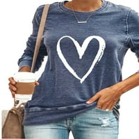 Ženska majica Crew Crt Majica dugih rukava Bluza za ispis srca Green XL