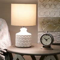 Better Homes & Gardens Diamond Weave keramička stolna lampa sa LED sijalicom, uznemirena Bijela