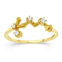 DRAKE Cttw Diamond Celestial Star Virgo Horoskop prsten za žene u žutoj pozlaćenoj srebrnoj veličini