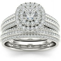 Carat TW dijamantski dvostruki Halo 10kt set Zaručničkog prstena od bijelog zlata