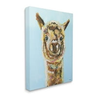 Happy Lama Farm Animal Face Životinje I Insekti Slika Galerija Umotano Platno Print Wall Art