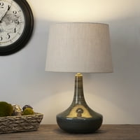 Better Homes & Gardens prugasta plava keramička baza lampe u obliku suze, uključena LED sijalica