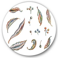 Designart 'Leaves and Berries of Wild Grapes' Bohemian & Eclectic Circle Metal Wall Art-Disc of 11