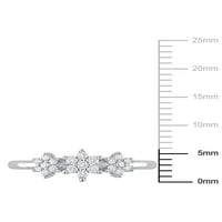 Miabella ženski karat T. W. dijamantski srebrni Trostruki cvijet obećavajući prsten