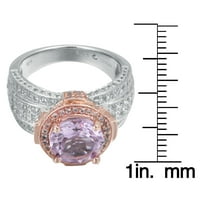 Dva-Ton Srebra Krug 4. TCW ljubičasti ametist prsten-ružičasti