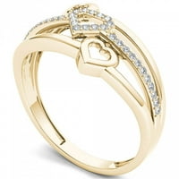 1 10ct TW Diamond 10k modni prsten sa naslaganim srcem od žutog zlata