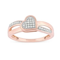 Carat T. W. dijamantsko srce 10kt modni prsten od ružičastog zlata