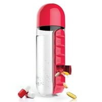 Bočica sa pilulama-PB - dnevni organizator bočica sa pilulama i flaša za vodu-crvena