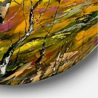 Designart' Breze u žutoj jesenskoj šumi drveta ' Country Circle metalni zid Art-disk od 11