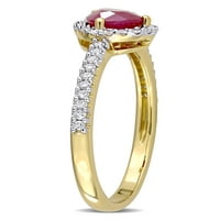 Carat T. G. W. Ruby i Carat T. W. Diamond 14kt prsten za obećanje žutog zlata