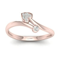 1 20ct TDW Diamond 10k ružičasto zlato Bypass srce modni prsten
