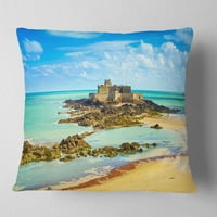 Designart Saint Malo Fort Nacionalna plaža - jastuk za bacanje morskog pejzaža-18x18