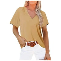 Vrhovi za ženske casual labave košulje V izrez Soild kratki rukav modni vrhovi majica The majice
