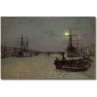 Zaštitni znak Fine Art London Bridge, pola plima platno umetnost Johna Atkinsona Grimshaw