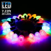 7.22ft LED svjetla za jagode za božićno drvce, rođendan, vjenčanje, zabavu, karneval, u boji baterije u boji