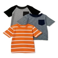 Garanimals Baby Boy & Toddler Boy džepne i Stripe majice Multipack, 3-Pack, 12M-5T