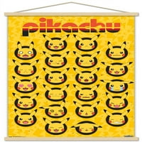 Pokémon - Pikachu lica sa zidnim posterom sa drvenim magnetskim okvirom, 22.375 34