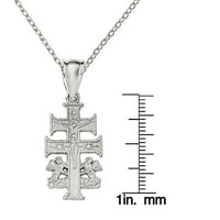 Primal Silver Sterling Silver polirani Caravaca dvostruki križ sa anđelima Crucifi privjesak sa Forzantina