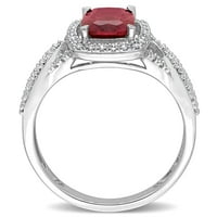 Miabella ženski 2-karatni kreirani Ruby Carat Diamond 10kt oreol koktel prsten od bijelog zlata