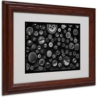 Zaštitni znak Likovna umjetnost crno-bijela dugmad matirana uokvirena Umjetnost Patty Tuggle, drveni okvir