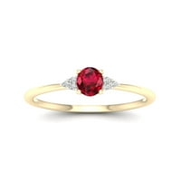 Carski dragi kamen 10k žuto zlato Ovalni rez Ruby 1 20ct TW dijamant ženski prsten