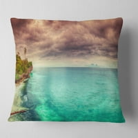 Designart green Sunset Panorama View - jastuk za bacanje fotografije morskog pejzaža - 18x18
